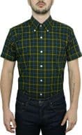 Relco Mens Green Yellow Check Short Sleeve Button Down Shirt Spring '21 Range
